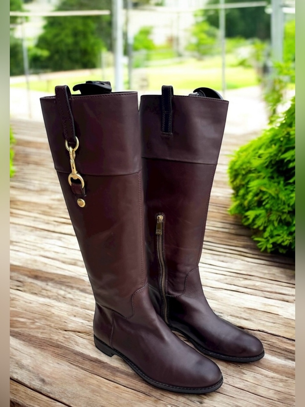 Coach Martta Knee High Boots Brown Leather